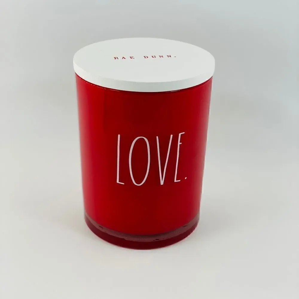 Rae Dunn Glass Red Love Candle